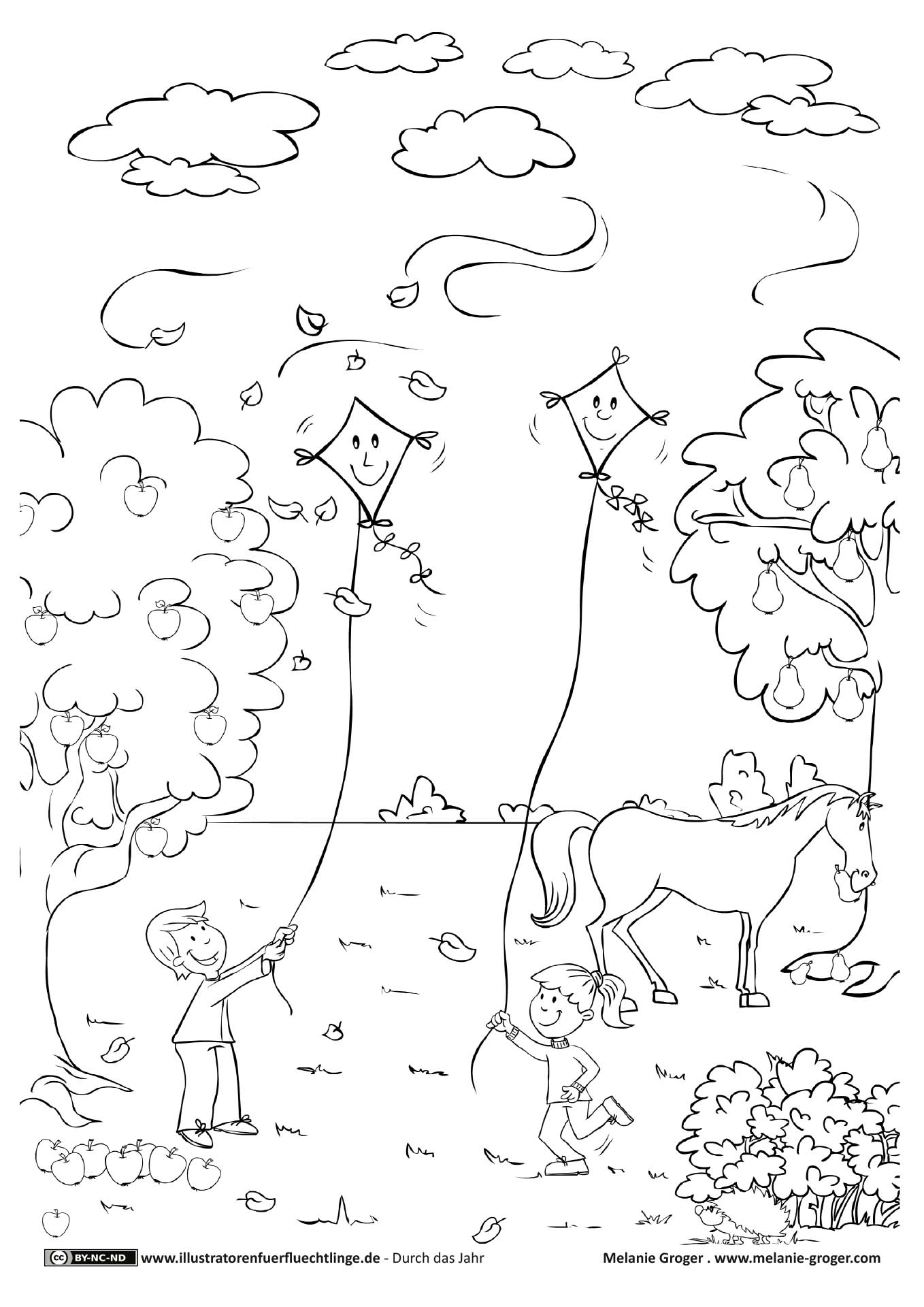 Durch das Jahr - Herbst Drachen steigen lassen von Melanie Groger