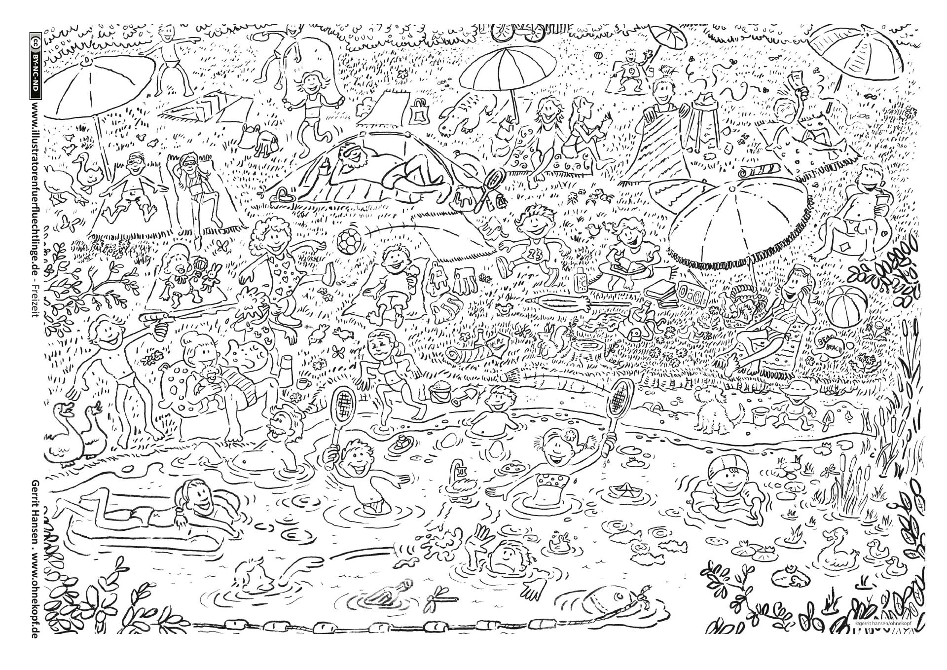 Freizeit - Badesee Wimmelbild von Gerrit Hansen