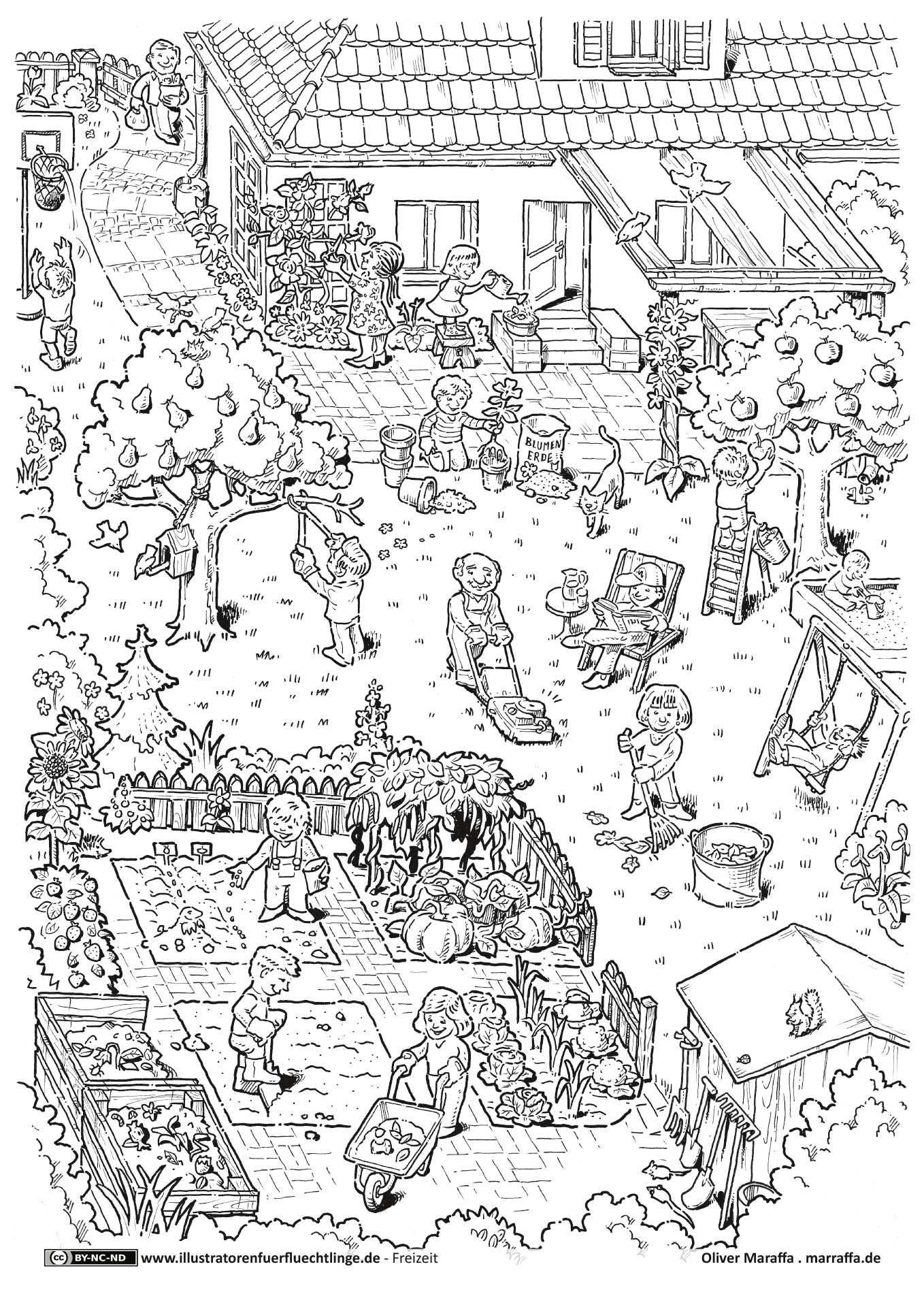 Freizeit - Garten Gartenarbeit Draußen Spielen von Oliver Maraffa