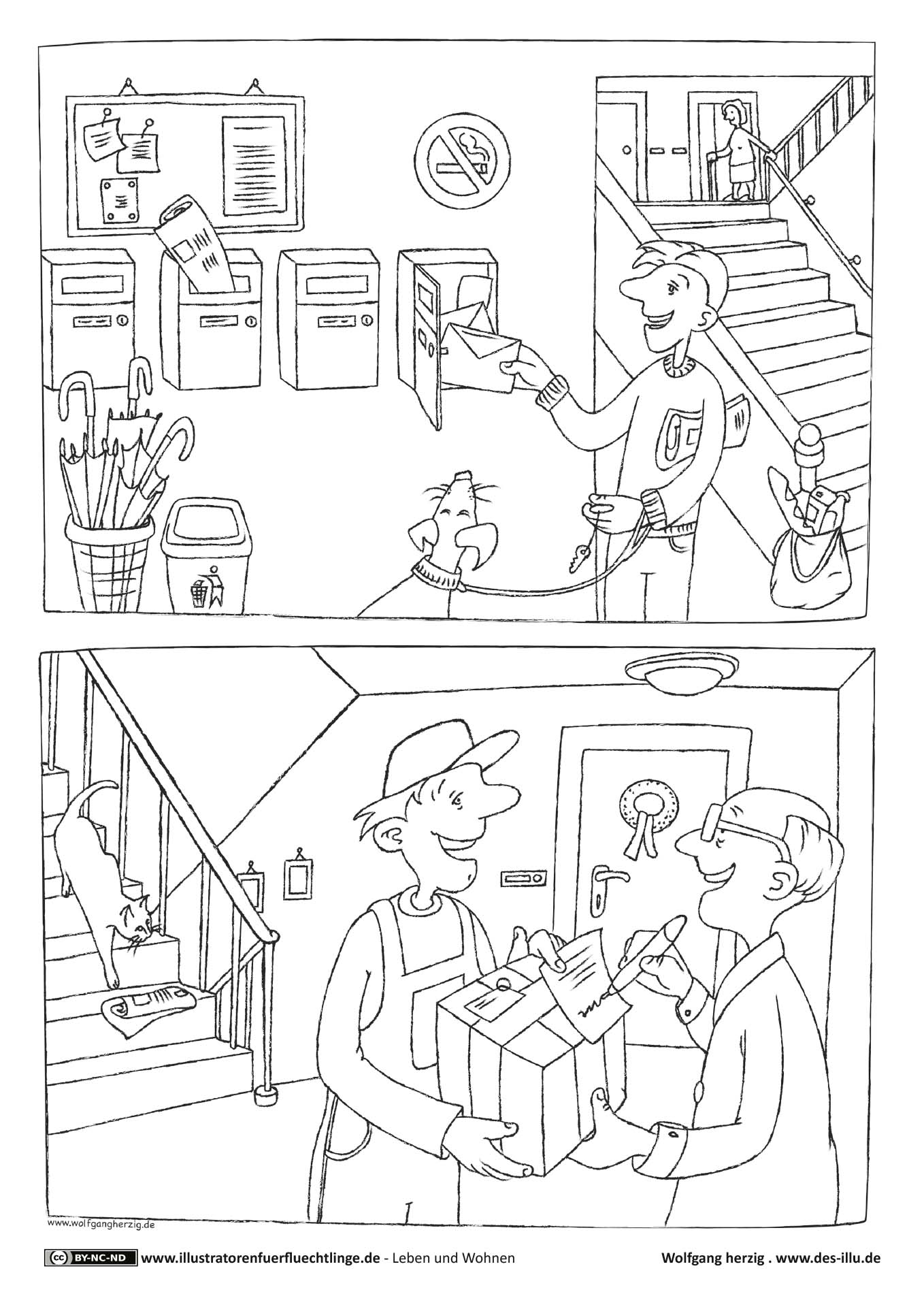 Leben und Wohnen - Im Treppenhaus Post Paket von Wolfgang Herzig