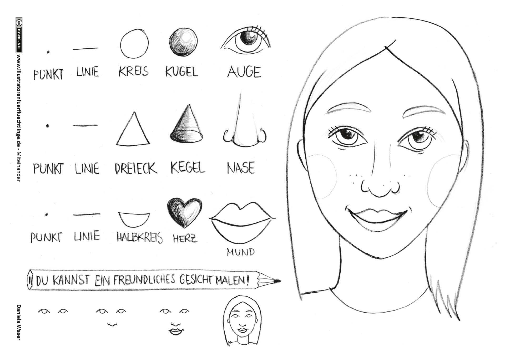 Miteinander - Freundliches Gesicht Malanleitung - Daniela Waser