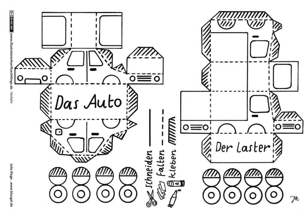 Verkehr - Bastelbogen Auto Lastwagen