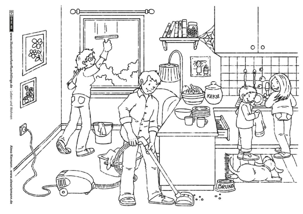 Leben und Wohnen - Hausputz Wohnzimmer Küche von Alexa Riemann