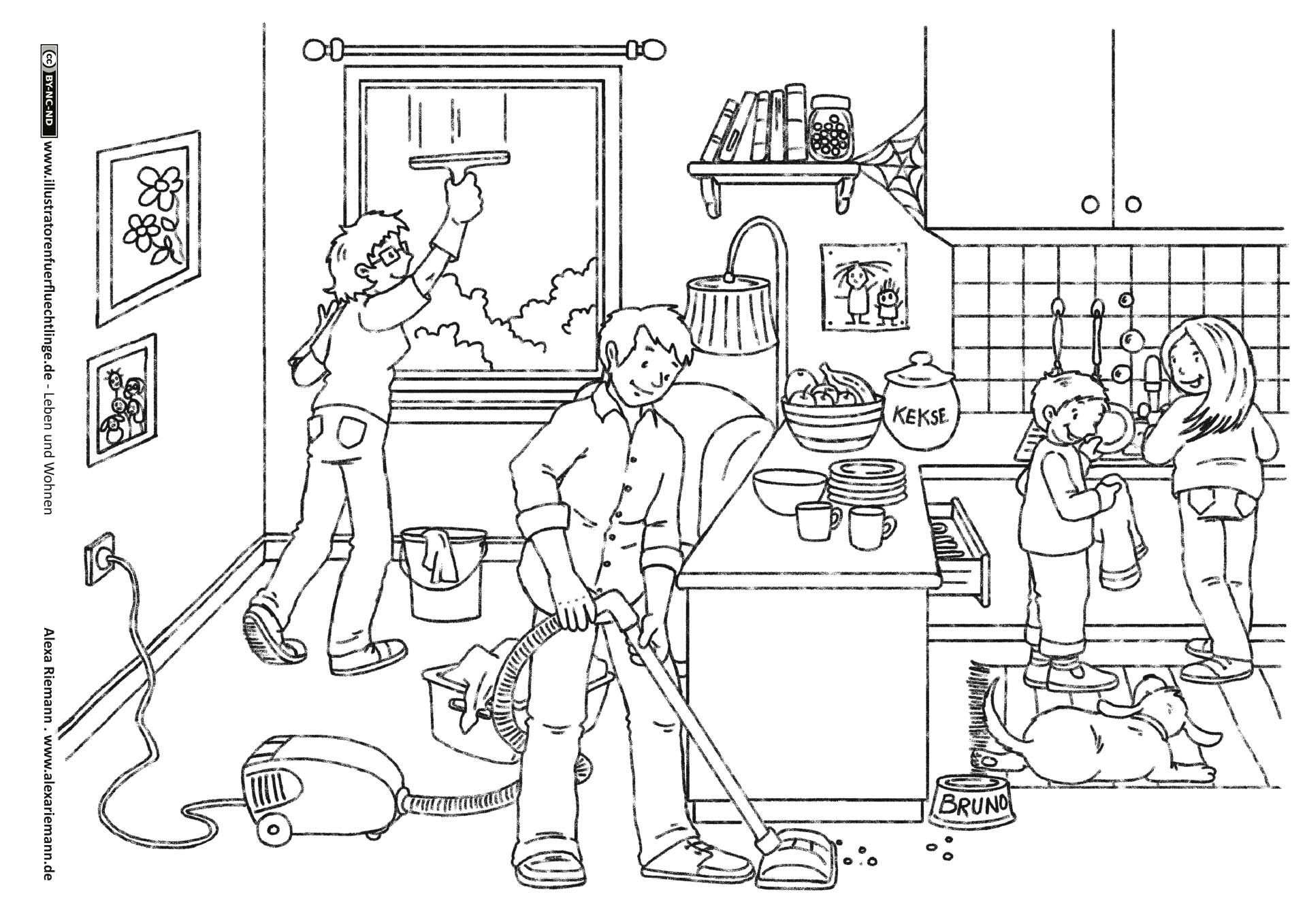 Leben und Wohnen - Hausputz Wohnzimmer Küche von Alexa Riemann