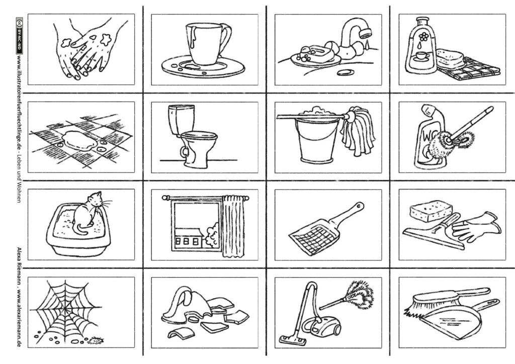 Leben und Wohnen - Putzen und Reinige Bildkarten von Alexa Riemann